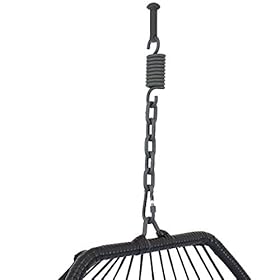 Sunnydaze Oliver Hanging Egg Chair with Seat Cushions - Bohemian Black Resin Wicker Hanging Chair with Collapsible Nylon… 31o7DIck oL
