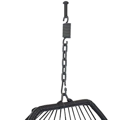 Sunnydaze Oliver Hanging Egg Chair with Seat Cushions - Bohemian Black Resin Wicker Hanging Chair with Collapsible Nylon… 31o7DIck oL