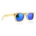 Polarized Genuine Bamboo lightweight Wood Entire Frame Vintage Handcraft Sunglasses Mens Womens Eyewear with Wooden Bamboo box - Blue