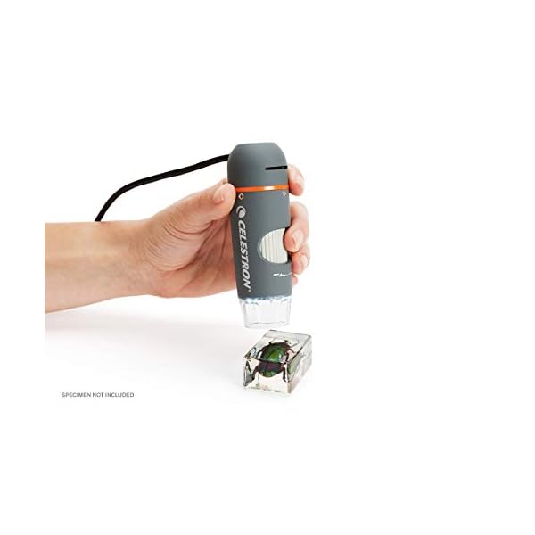 Celestron 44308 Handheld Digitalmikroskop Pro, 20- bis 200-fache Vergrößerung, Grau/Weiß – Bild 4