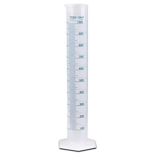 1000ml Plastic Graduated Cylinder Printed And Molded Graduations Single Metric Scale Polypropylene Karter Scientific 237o2 Single Pricepulse
