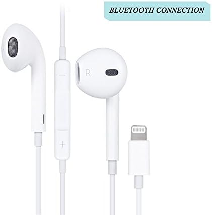 Kinliu Lightning Headphones/Earbuds/Earphones, Built-in Microphone and Volume Control,Suitable for Apple iPhone X/8/8 Plus/7/7 Plus（White&amp;1-Pack）