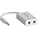 StarTech.com White Slim Mini Jack Headphone Splitter Cable Adapter - 3.5mm Audio Mini Stereo Y Splitter - 3.5mm Male to 2x 3.5mm Female (MUY1MFFADPW),White - Slim