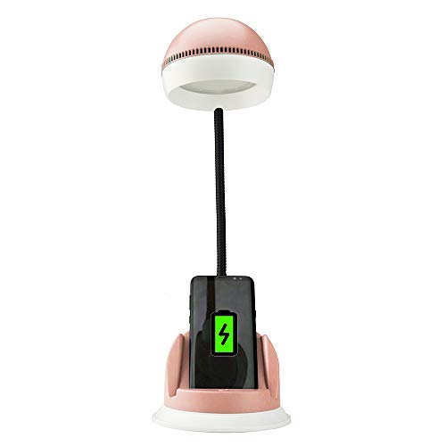 Decdeal Desk Lamp with Wireless Charger USB Charging Port 3 Brightness Levels, Adjustable Table Lamp for Office Bedroom Dormitory