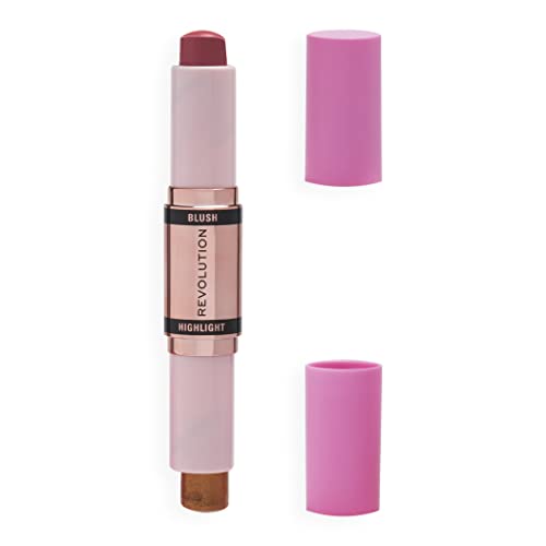 Makeup Revolution Bâton de fard à joues et illuminateur, Flushing Pink, fard à joues et surligneur pour le visage, 4.3g Makeup Revolution