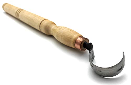 Wood Carving Hook Knife - Long Handle 12". Spoon Carving Tool for Spoons, Bowls, kuksa and Cups carvings - Basic Crooked Knife for Professional Spoon Carvers and Beginners by STAMESKY.