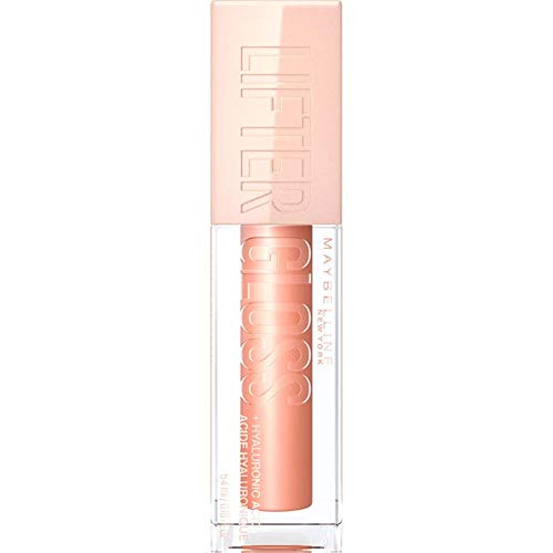 MAYBELLINE LIFTER GLOSS, HYDRATING LIP GLOSS WITH HYALURONIC ACID, HIGH SHINE FOR PLUMPER LOOKING LIPS, AMBER, CREAM NEUTRAL, 0.18 OUNCE