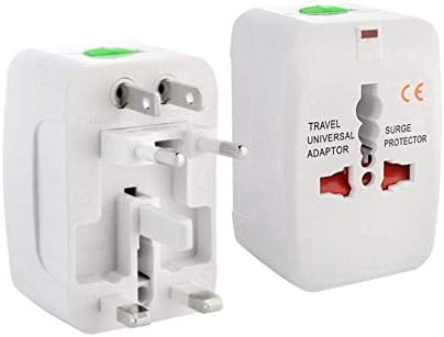 Universal World Wide Travel Power Plug Adapter/Charger Adapter Plug, EU/AU/UK/US/CN/JP/HK Euro Surge Protector(White)