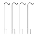 Lulu Home Shepherds Hook, Black Heavy Duty Garden Metal Hook, 37 inch for Outdoor Solar Lights, Hummingbird Feeders, Mason Jars, 4 Pack