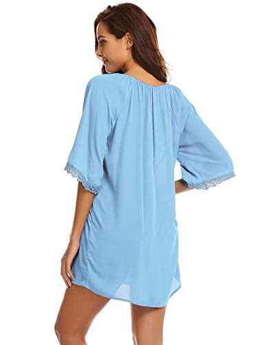 SUNAELIA Swimsuit with Cover Ups for Women Beach Coverups Swimwear Dress Sky Blue - Thumbnail 5