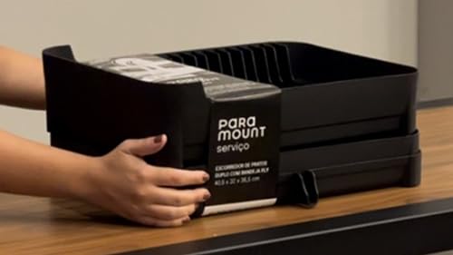 Escorredor de Pratos Duplo Fly Paramount com Bandeja – Organizador de Cozinha, Maior Capacidade, Fácil de Limpar, Resistente, Compacto e Prático para Pia e Bancada (Preto)