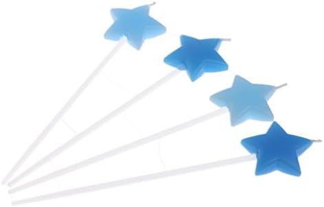 Deboc 4Pcs Happy Birthday Candle Star Sticks Design Cake Topper for Party Decor (Blue)