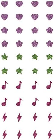 Spritz Stick-on Glitter Earrings ~ 20 Pairs (Glittery Hearts, Stars, Flower Heads, Music Notes, Lightning Bolts)