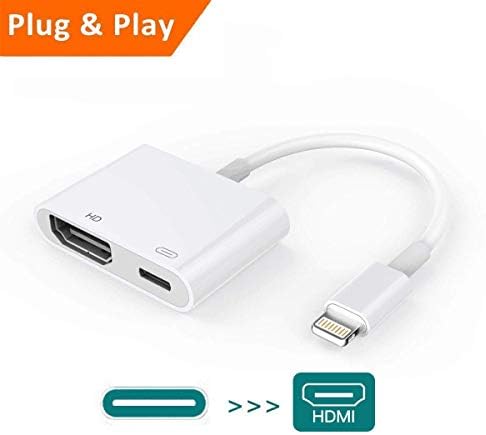 HDMI Cable Adapter, 1080P Digital AV Adapter, Sync Screen HDMI Connector with Charging Port -[Power Supply Needed]