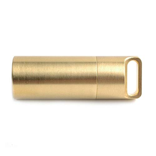 Waterproof Pill Box BE-TOOL 1Pcs Small Pocket Pill Container Metal Portable Travel Pill Holder for Keychain Pill Fob Gold Large