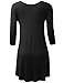 AMORE ALLFY Women's 3/4 Sleeve Round Neck Flare Hem Tunic Black Large