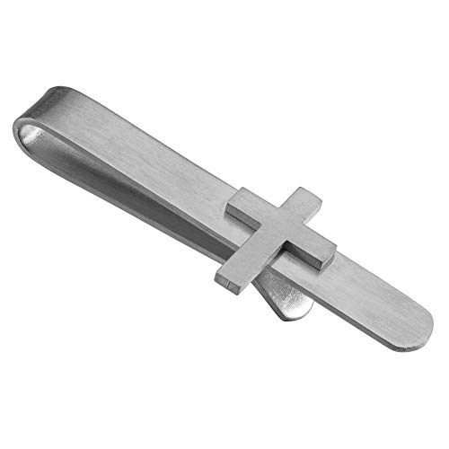 HAWSON 2" Cross Tie Bar Clip in Stainless Steel for Men's Skinny Necktie, metal