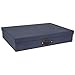 Bigso Sverker Canvas Fiberboard Legal and Art Storage Box | Scrapbook Storage Box for Loose Papers and More | Durable Document Boxes with Lid and Leather Handle | 17.1’’ x 12.2’’ x 3.3’’ | Blue