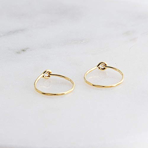 Extra Small Thin Gold filled Hoop Earrings Faceted Finish