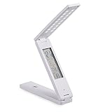 TR-Life LED Desk Lamp, Eye-Care Portable USB Rechargeable Touch-Sensitive Control Brightness Arbitrarily Alarm/Clock/Calendar/Temperature Display Hang on Wall, 18 Piece, White