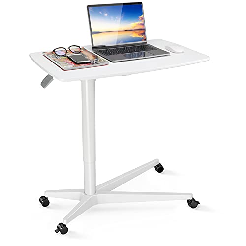 adjustable height computer desk on wheels