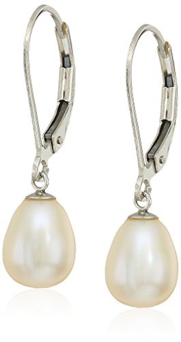 Bella pearl sterling silver white freshwater pearl lever back dro…