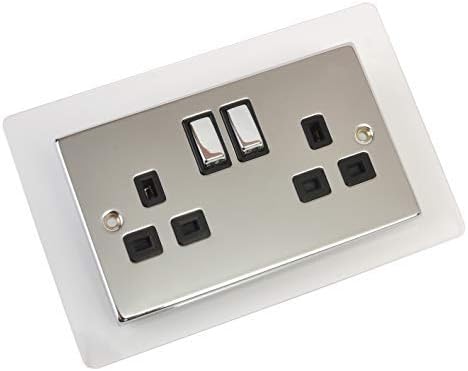 Single Double Light Plug Socket Switch Surround Finger Plate Acrylic (Clear, Double)
