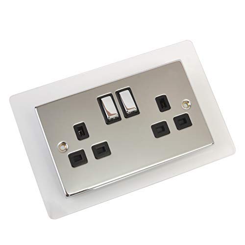 Single Double Light Plug Socket Switch Surround Finger Plate Acrylic (Clear, Double)