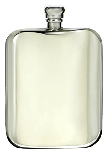Finest Hand Made Victorian Shape, Pewter Slim Hip Flask 6oz, Flat Bottom