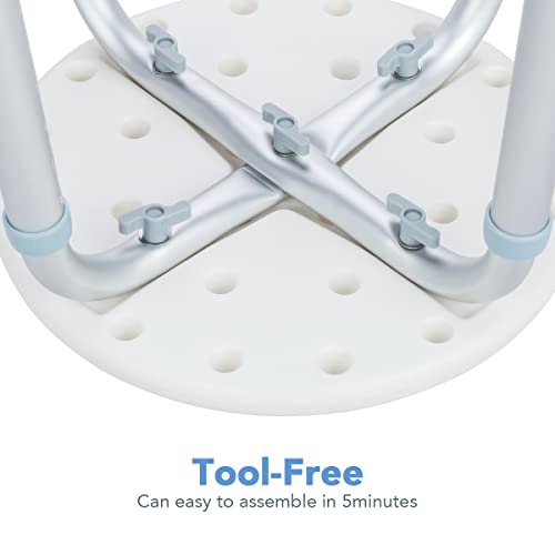 OasisSpace Shower Chair Adjustable Round Shower Chair with Free Grab