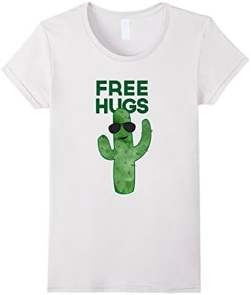 Womens Free Hugs Funny Cactus Shirt Small White