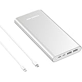 Poweradd Pliot 4GS Plus 20000mAh External Battery Pack Lightning &amp; Micro Input Power Bank 3.6A Fast Charger for iPhone, iPad, Samsung, LG and More - Silver (Apple &amp; Micro Cable Included)