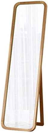 SDK Floor Mirrors Full Length Mirror,Wooden Rectangle Free Standing Adjustable Stand Wall Mounted Floor Mirror for Bedroom Hall Mirror (Color : Wood Color)
