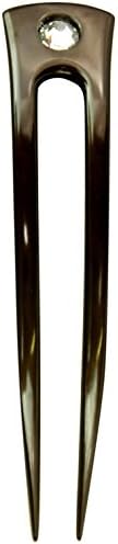 Anodized Aluminum Two Prong Curved 6" Hair Forks Unbreakable Waterproof Pick Pic Pin Fork - Hawaiian Style (Brown)