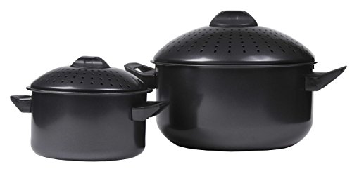 2 Pc Chef Quality Pasta Pot with Strainer Lid - 6 Qt & 2 Qt Black Stock Pot or Pasta Cooker - Premium Pasta Cooker for… 1 2 Pc Chef Quality Pasta Pot with Strainer Lid - 6 Qt & 2 Qt Black Stock Pot or Pasta Cooker - Premium Pasta Cooker for…