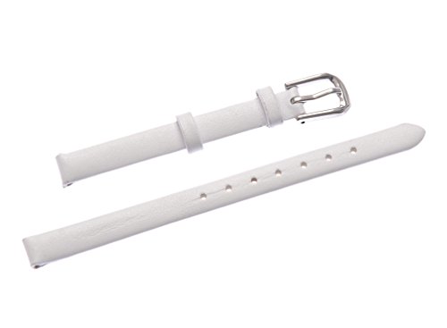 Uyoung 6mm Women's Solid White Smooth Genuine Leather Watch Band