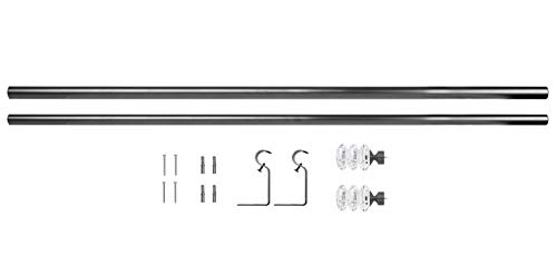 Sheffield Home, AMG, and Enchante Accessories, 3 Ring Crystal Curtain Rod, 36 to 66-Inch, Pewter - Thumbnail 6