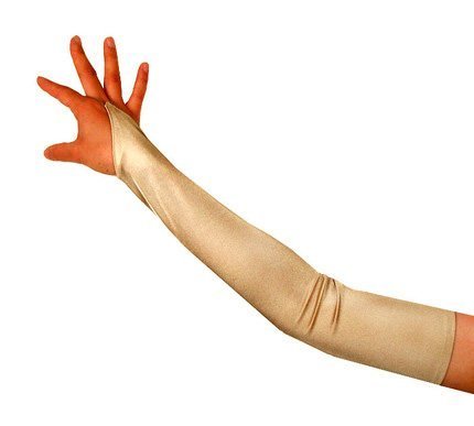 SACAS Long Fingerless Satin Gloves in Champagne One Size