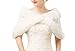 Women Faux Fur Shawls Halloween Costume Wrap Wedding Bridal Capelet Shouder Cape (White/Embroidery)