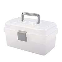 BangQiao Multipurpose Plastic Storage Container Box with Handle and Latch Lock, Clear Gray