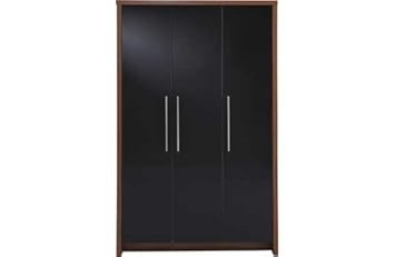 Hygena Camden 3 Door Wardrobe Walnut And Black Amazon Co Uk