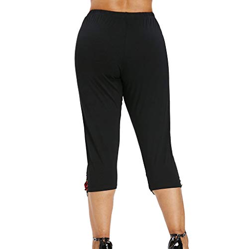 TIFENNY Fashion Shorts for Womens Soft Casual Plus Size High Waisted Rose Applique Print Leggings Pants