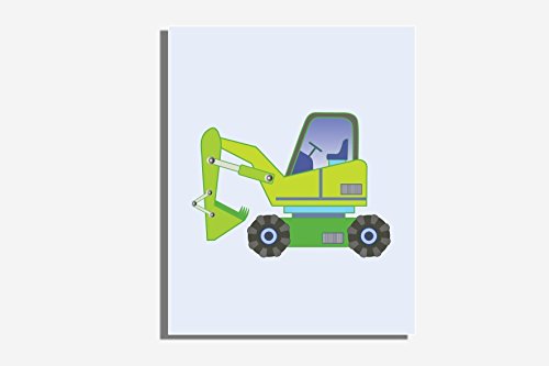 Boys Room Pictures Farm Nursery Tractor Bedroom Decor Green Blue Set of 4 Prints Transport Construction Vehicles Truck Digger Bulldozer Pictures Boys Wall Art - Thumbnail 2