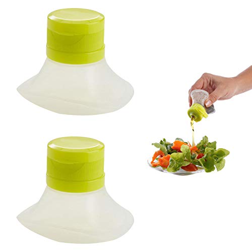 SAVORLIVING Salad Dressing Containers Set 2Pcs Silicone Sauce Bottles to Go Portable Mini Squeeze Sauce Containers for Cream Oil Jam Ketchup Mayonnaise