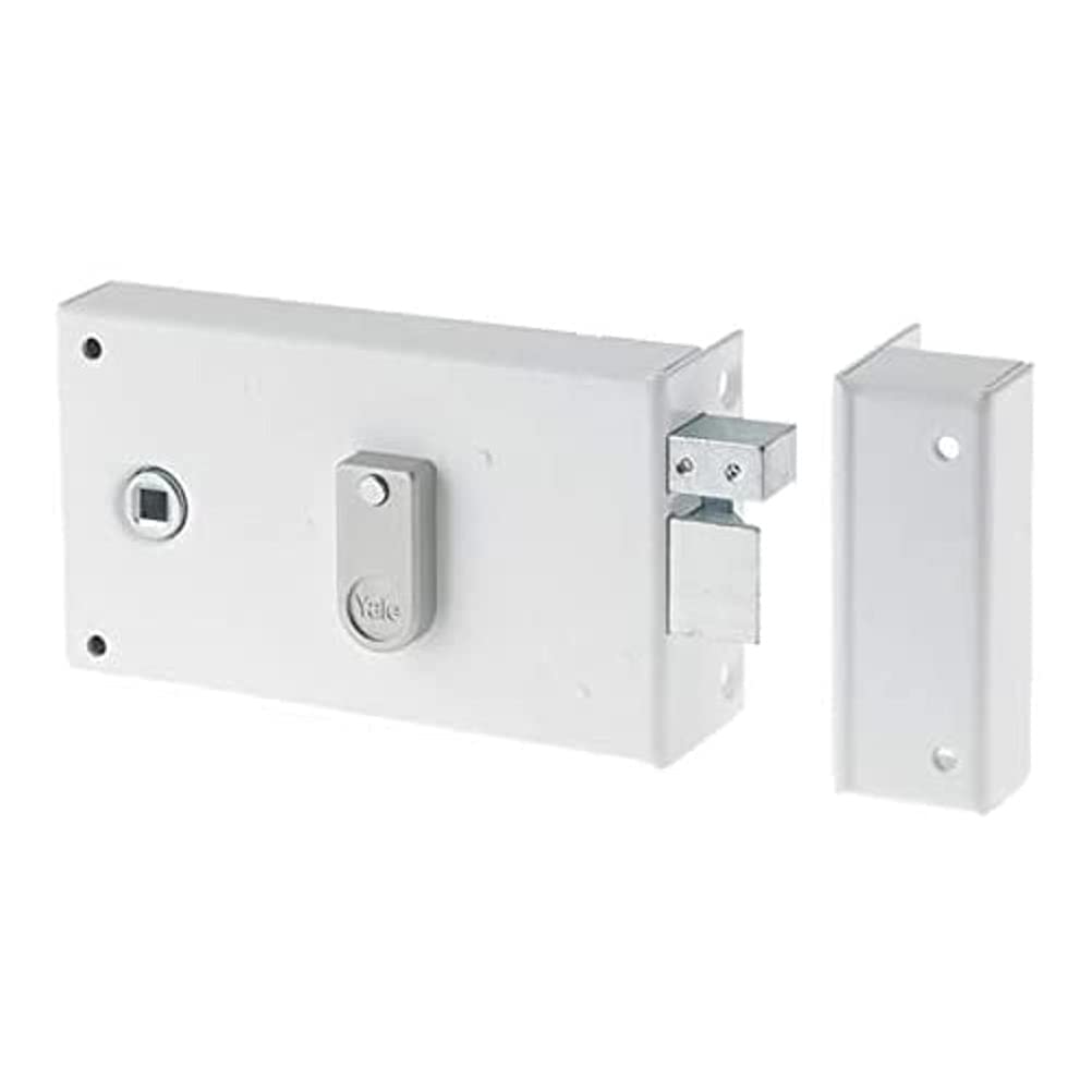 Yale Horizontal Wall Lock with Fouillot, 2 Keys, Right Version - for Grille and Gate, White, Right