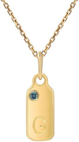Mini Mini Jewels 14k Yellow Gold Alexandrite June Birthstone Accented Letter G Dog-tag Necklace