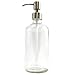 Clear & Cobalt Blue 16-Ounce Glass Bottles with Stainless Steel Pump Nozzles Included (2 Pack); Empty Multipurpose Bottles Ideal for Lotion & Liquid Soap