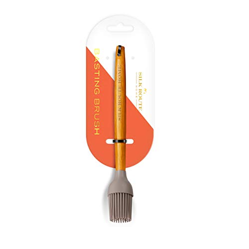 Silk Route Home Acacia Wood & Grey Silicone Basting Brush Kitchen Utensil