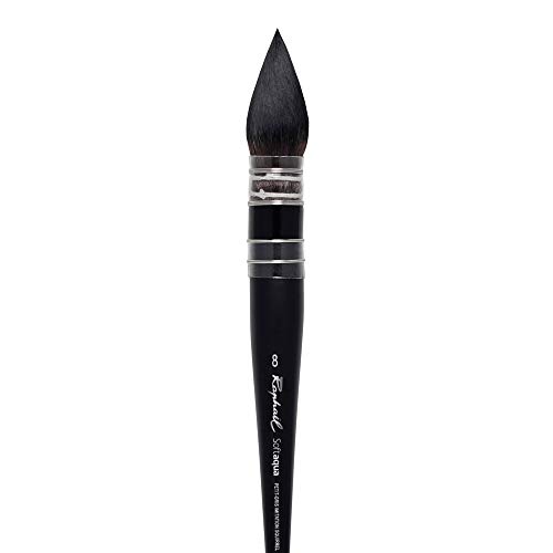 Raphael SoftAqua Synthetic Squirrel Watercolor Brush, Quill, 8, Black
