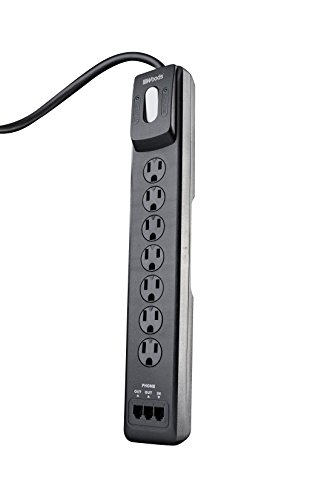 Woods 41616 Surge Protector with Resettable Safety Overload Feature 7 Outlets and 4 Ft Cord for 1780J of Protection, 4 Foot, Black